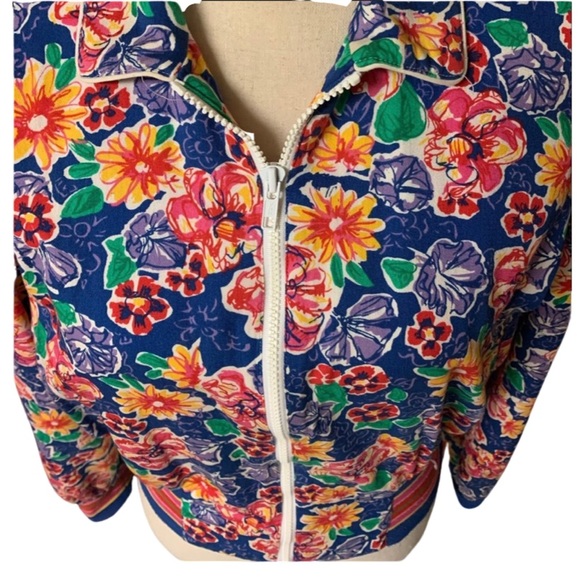 VINTAGE LILY’S OF BEVERLY HILLS 90’s Women’s Floral Zip Up Bomber Jacket - Picture 2 of 6